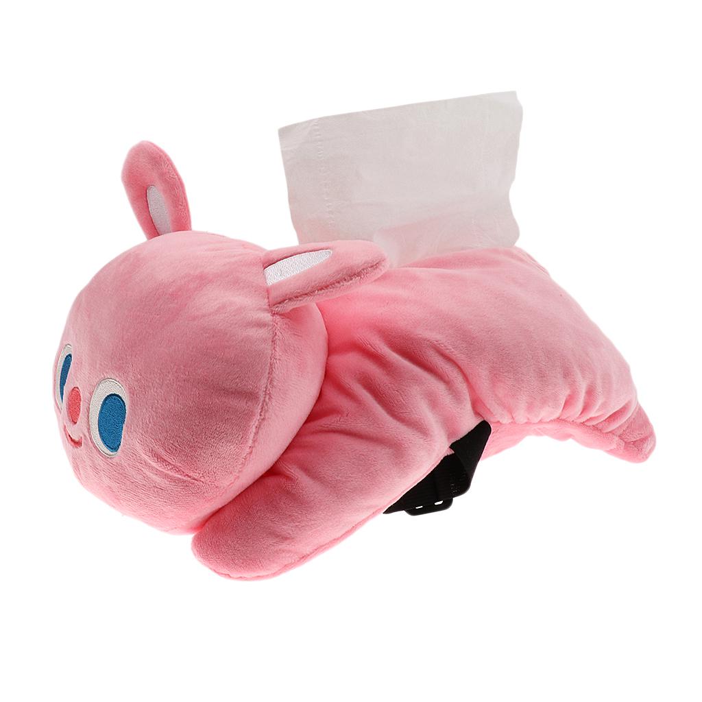 Multifunctional Car Armrest Box Cartoon Toy Tissue Box Pink rabbit