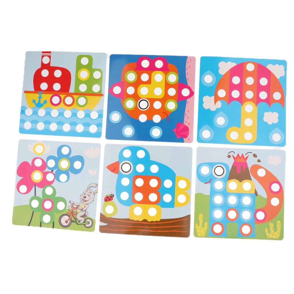 Kids Button Art Color Matching Mosaic Pegboard Puzzles Early Learning Toys