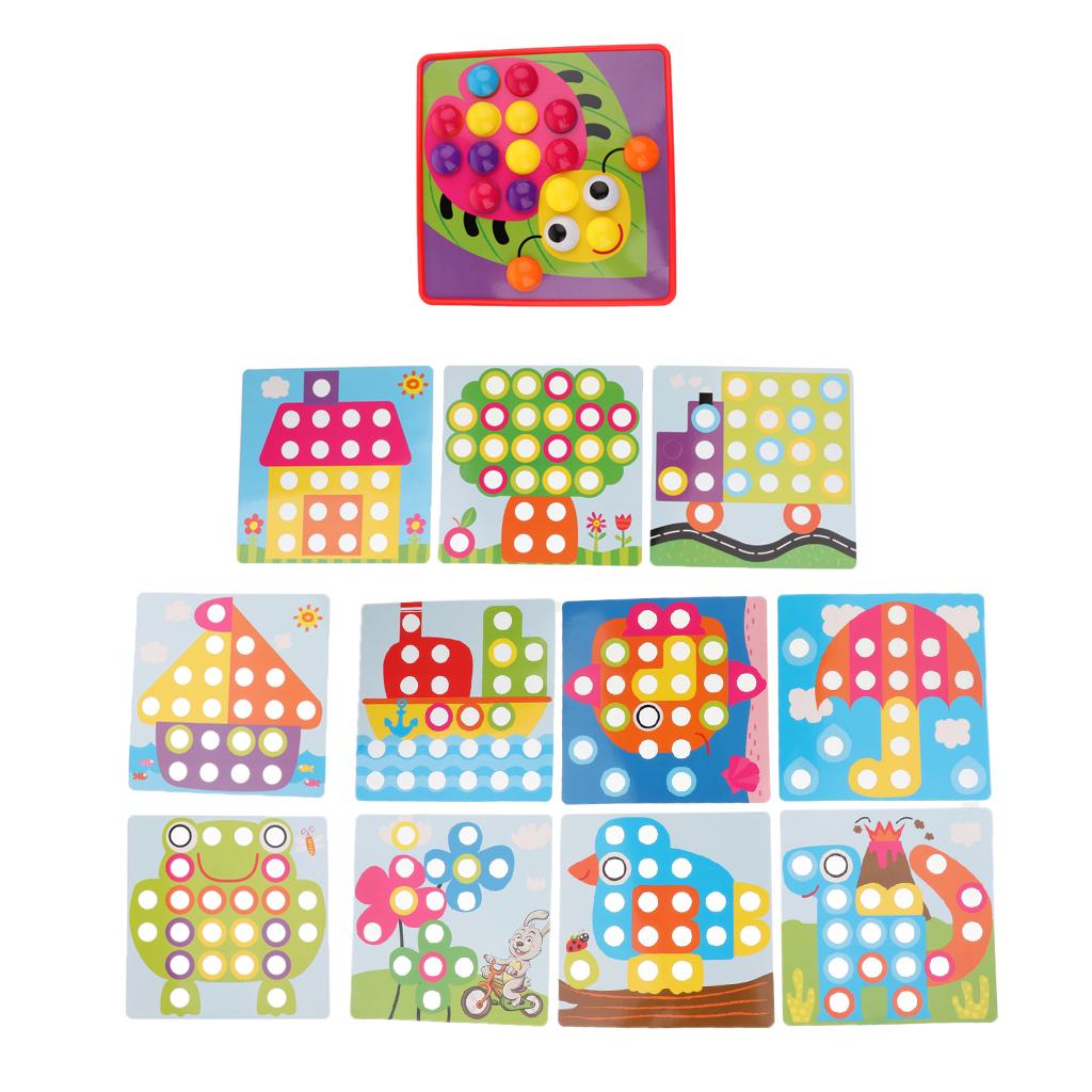 Kids Baby Button Art Color Matching Mosaic Pegboard Puzzles Early Learning Toys