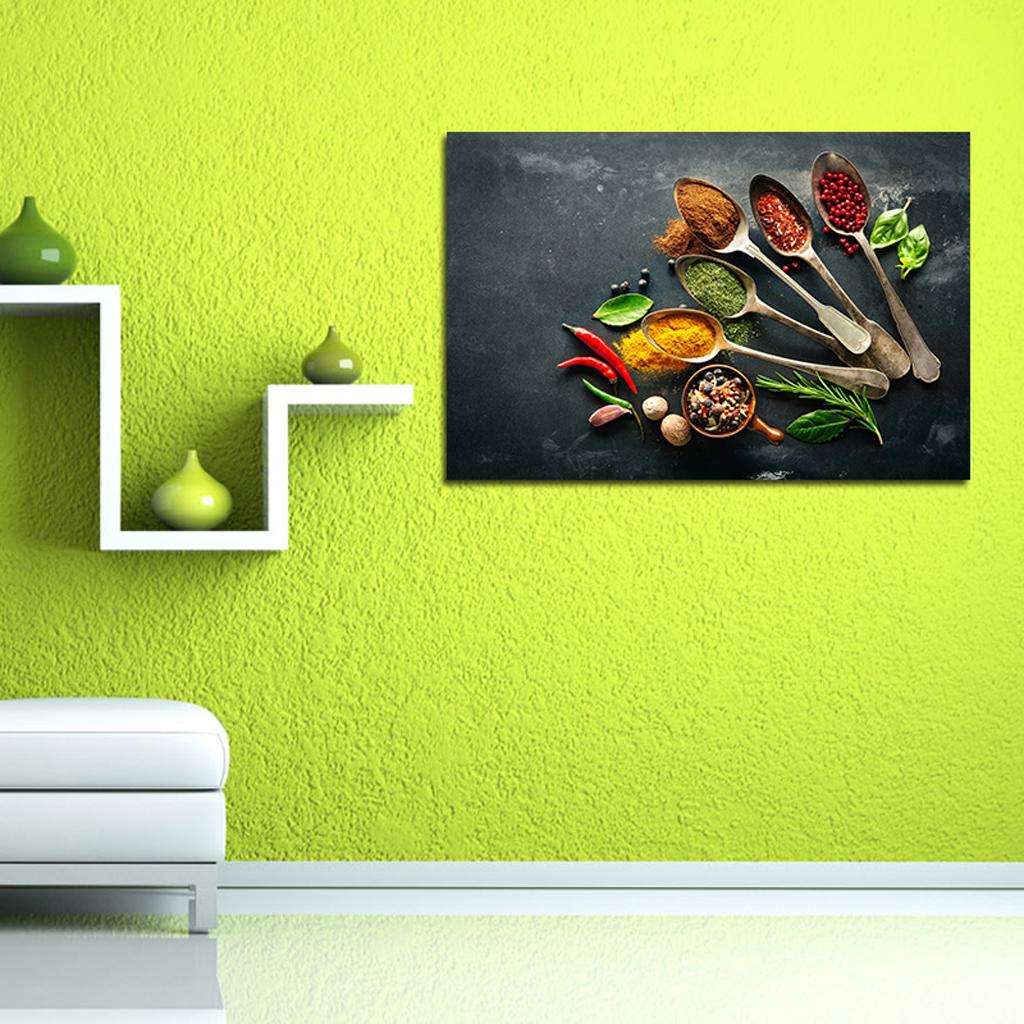 Spices and Spoon Canvas Painting Kitchen Cooking Picture Wall Decor S