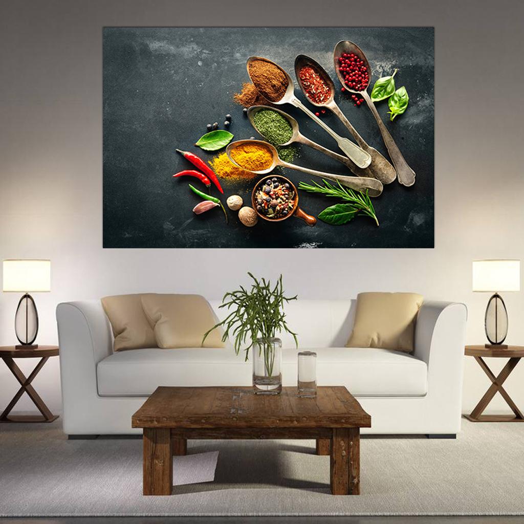 Spices and Spoon Canvas Painting Kitchen Cooking Picture Wall Decor S