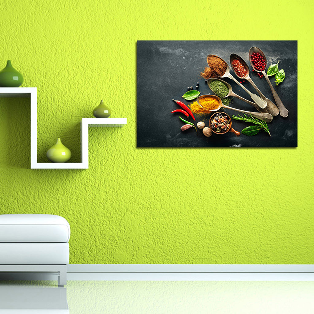 Spices and Spoon Canvas Painting Kitchen Cooking Picture Wall Decor M