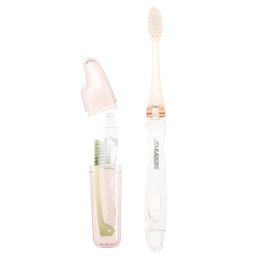 2x Portable Mini Travel Folding Soft Toothbrush with Case, for Travel Outdoor Office Personal Oral Care