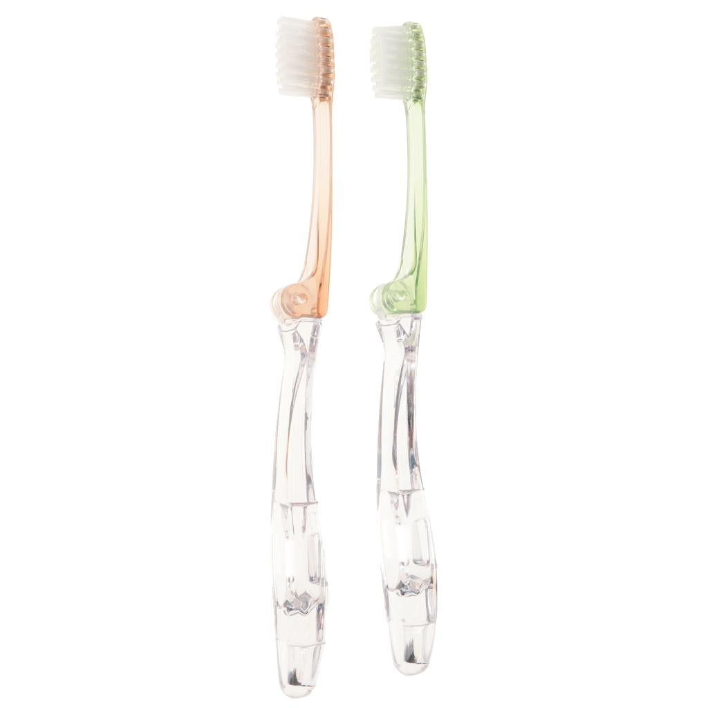 2x Portable Mini Travel Folding Soft Toothbrush with Case, for Travel Outdoor Office Personal Oral Care