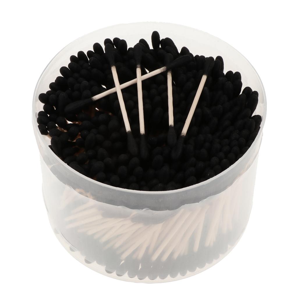 Double Heads Cotton Swabs, 500pcs, Black Color 3.0''