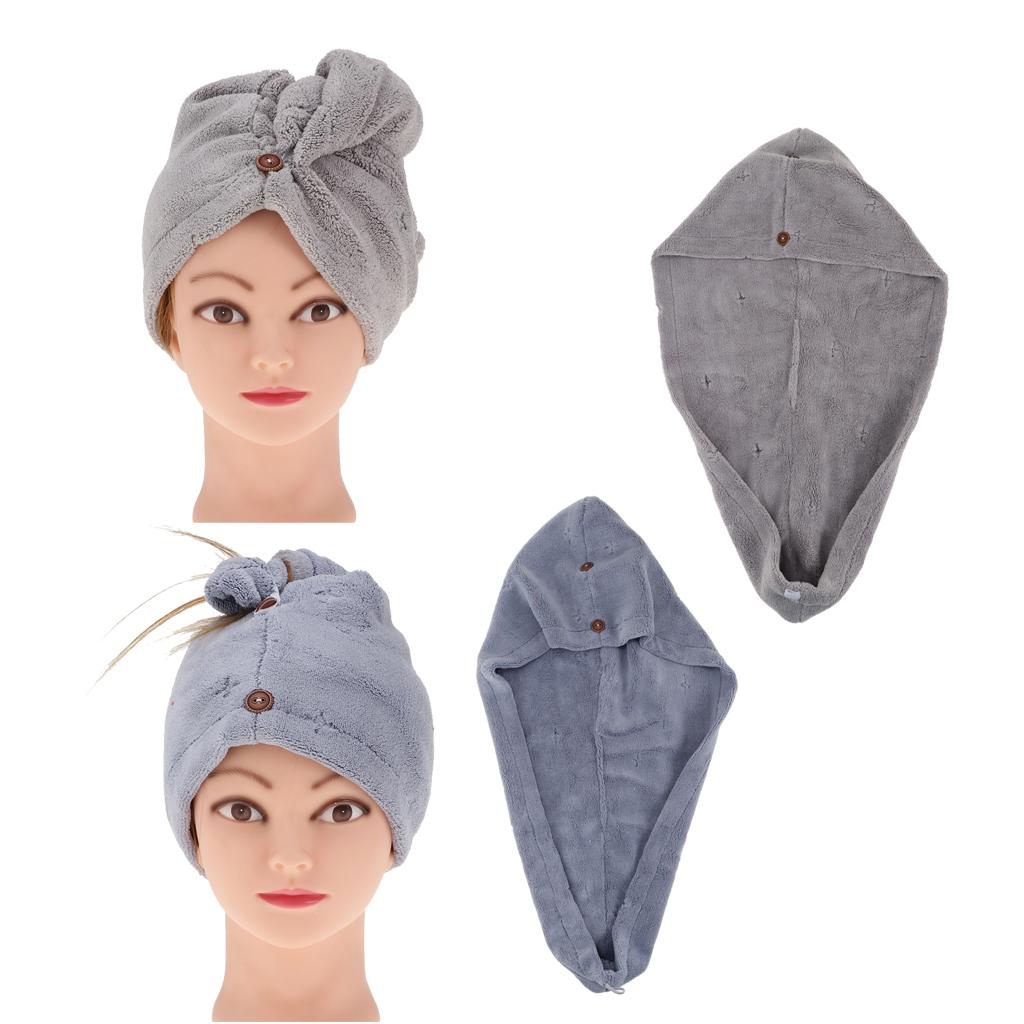 Microfiber Fast Drying Towel Turban Towel Wrap Bath Spa Head Cap Hat Blue