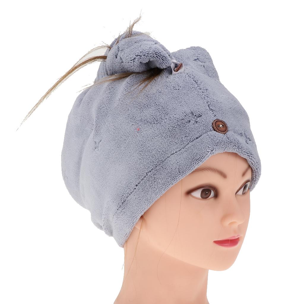 Microfiber Fast Drying Towel Turban Towel Wrap Bath Spa Head Cap Hat Blue