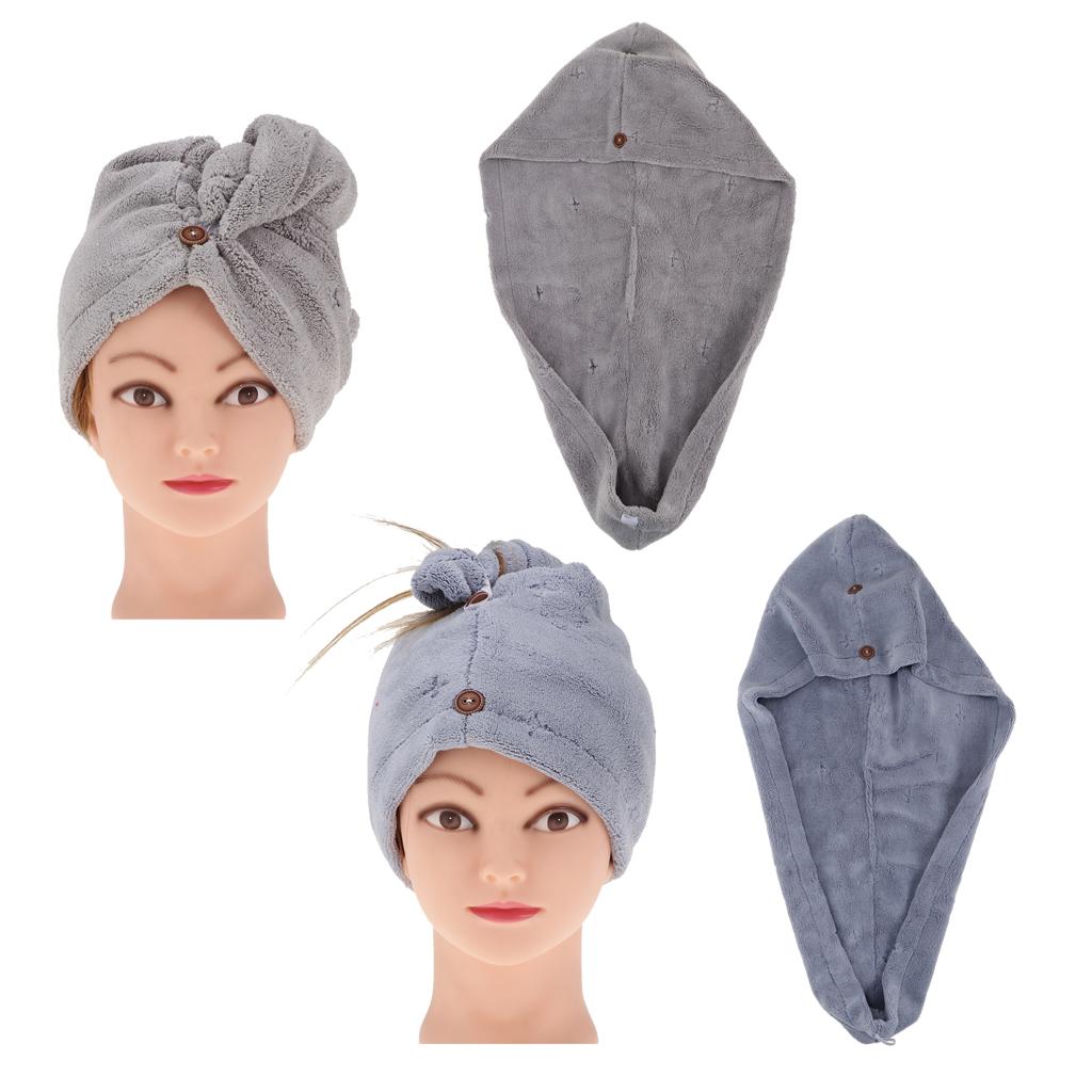 Microfiber Fast Drying Towel Turban Towel Wrap Bath Spa Head Cap Hat Blue