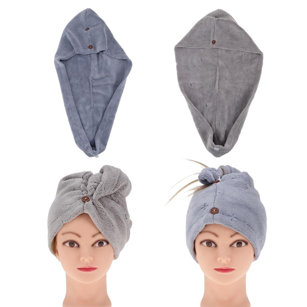 Microfiber Fast Drying Towel Turban Towel Wrap Bath Spa Head Cap Hat Blue