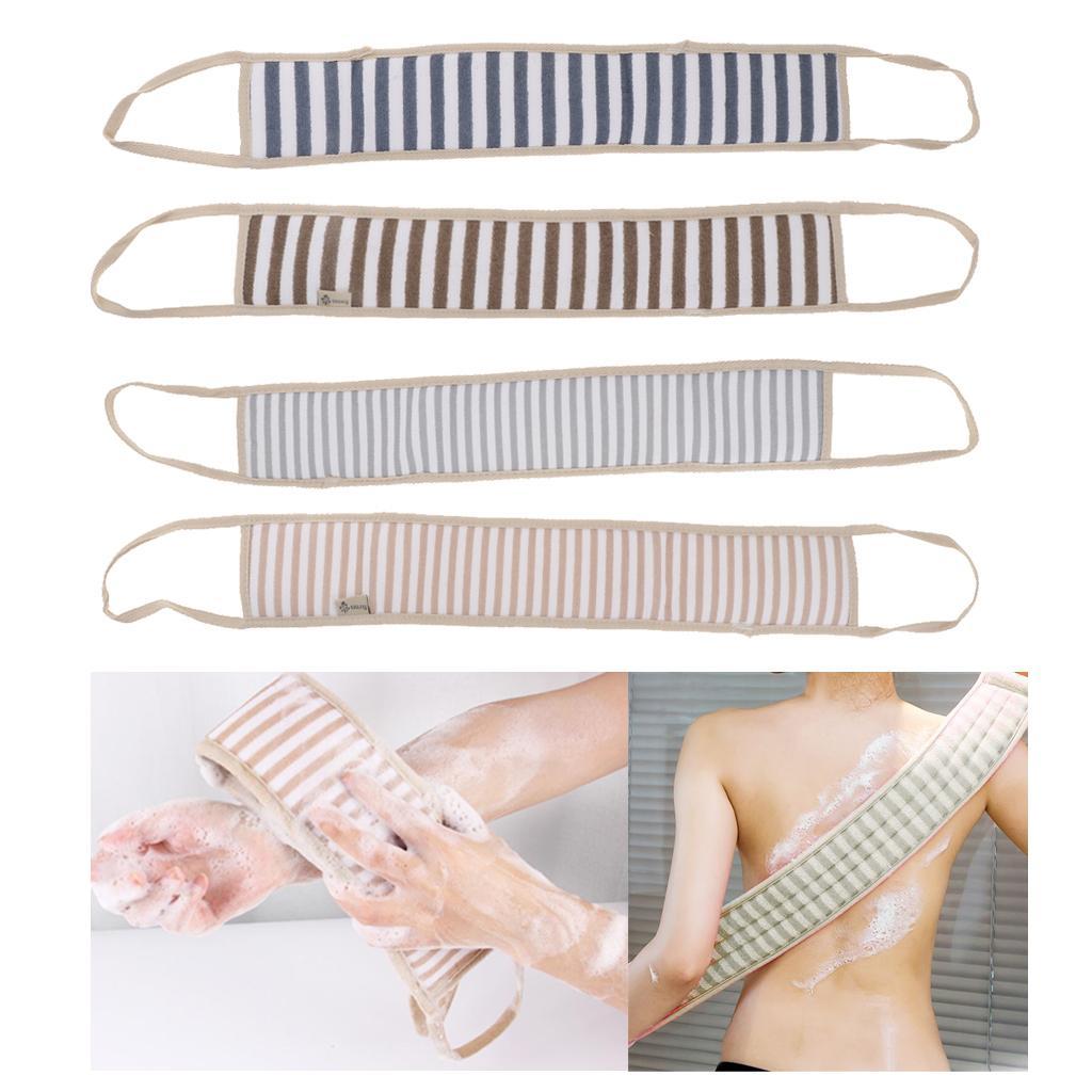 Long Striped Exfoliating Back Scrubber Loofah Sponge Shower Bath Towel Light Green