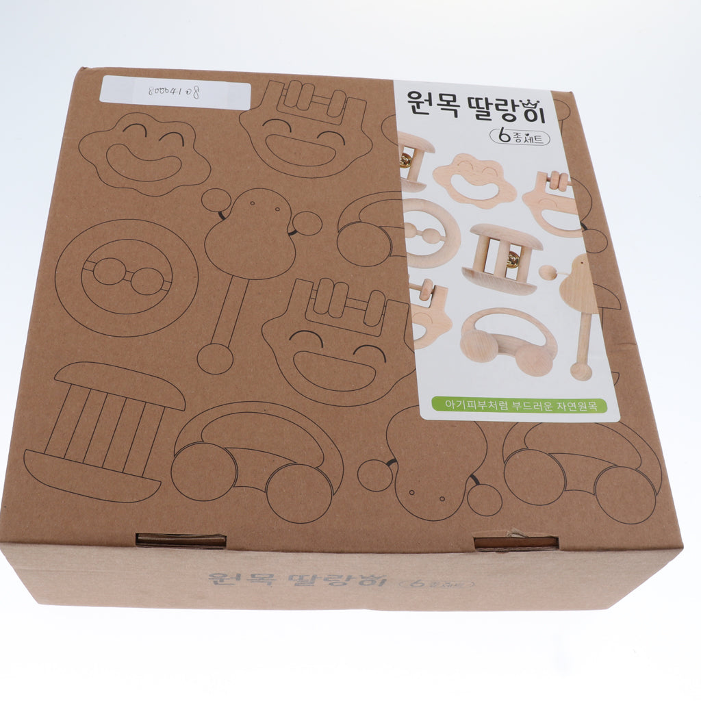 6pcs Baby Rattle Toy Musical Instruments Wooden Handbell Toys Kid Children