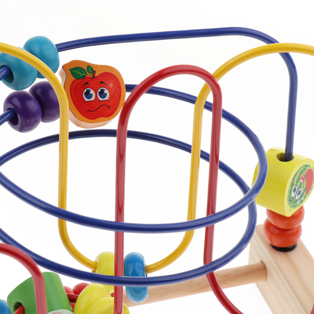 Bead Maze Roller Coaster Wooden Educational Circle Toy for Kids Fruit