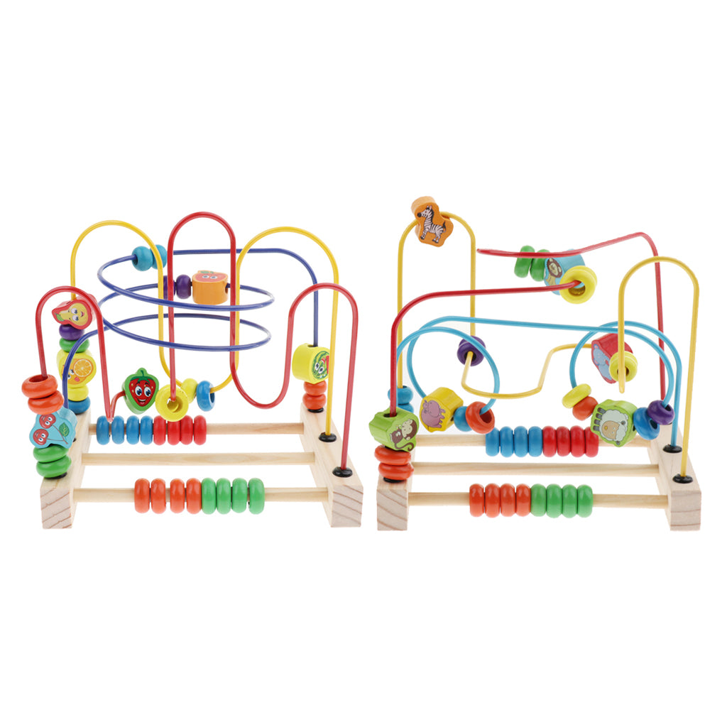 Bead Maze Roller Coaster Wooden Educational Circle Toy for Kids Fruit