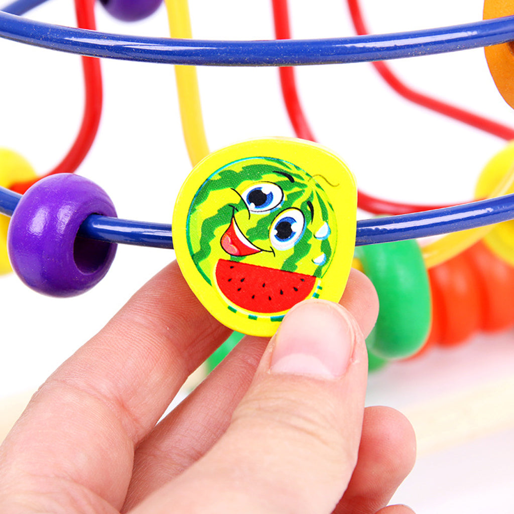 Bead Maze Roller Coaster Wooden Educational Circle Toy for Kids Fruit