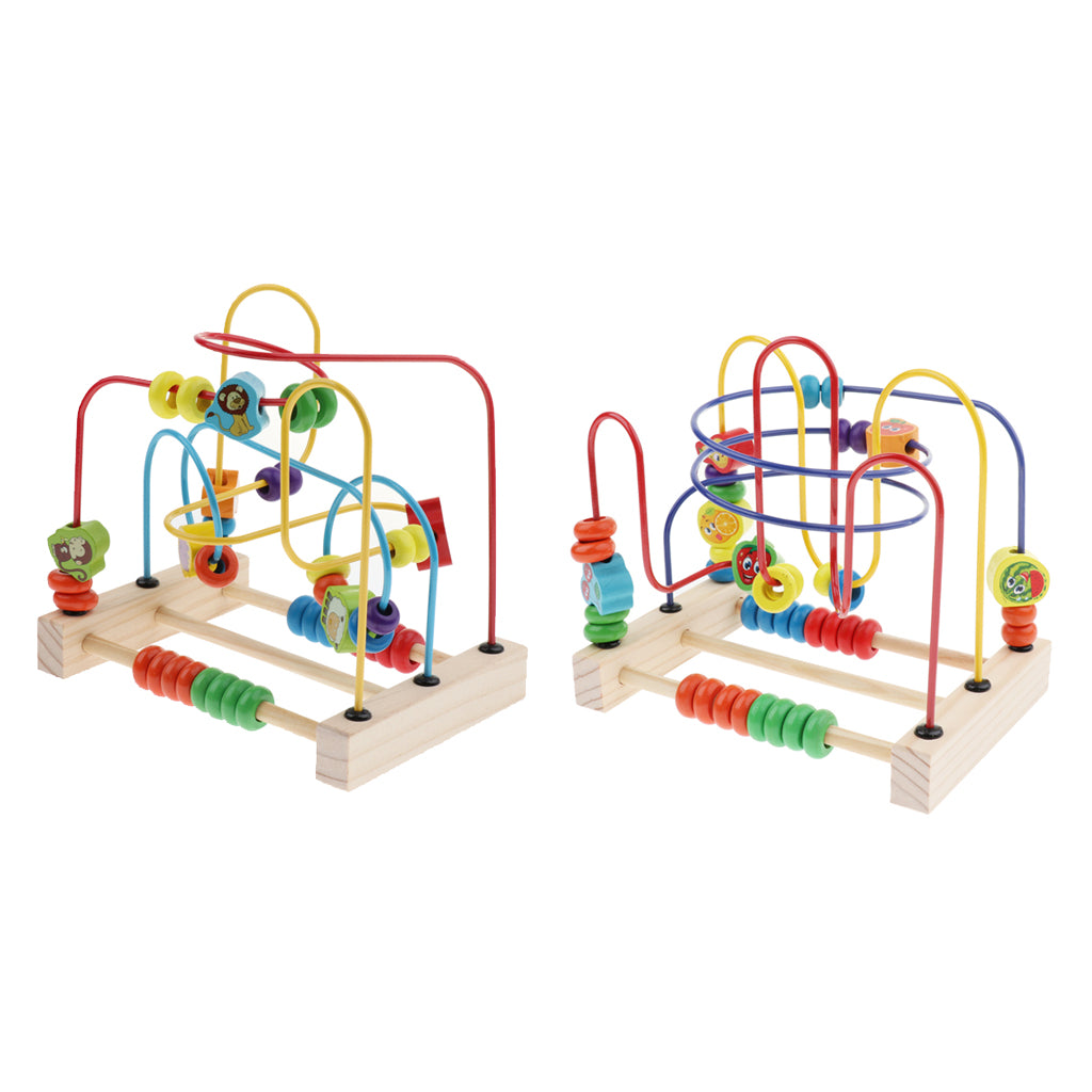 Bead Maze Roller Coaster Wooden Educational Circle Toy for Kids Fruit