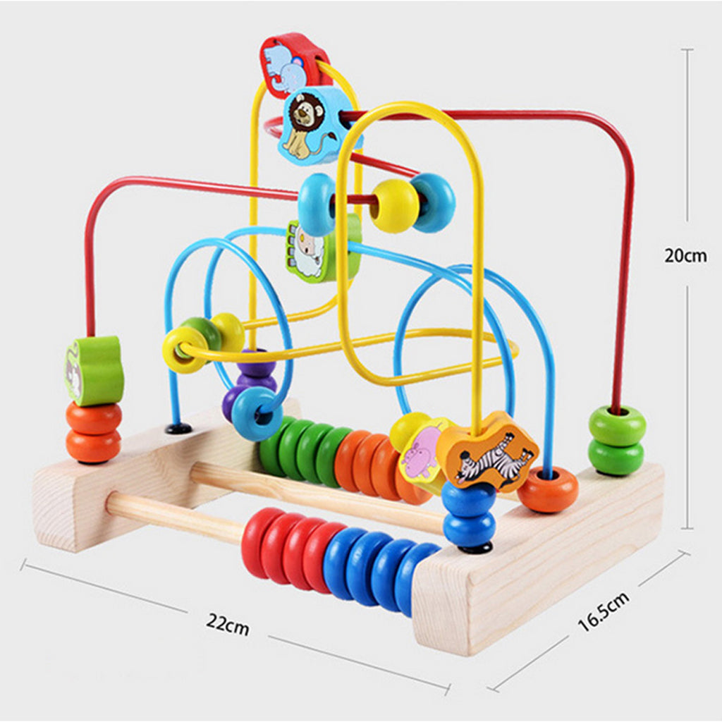 Bead Maze Roller Coaster Wooden Educational Circle Toy for Kids Animal