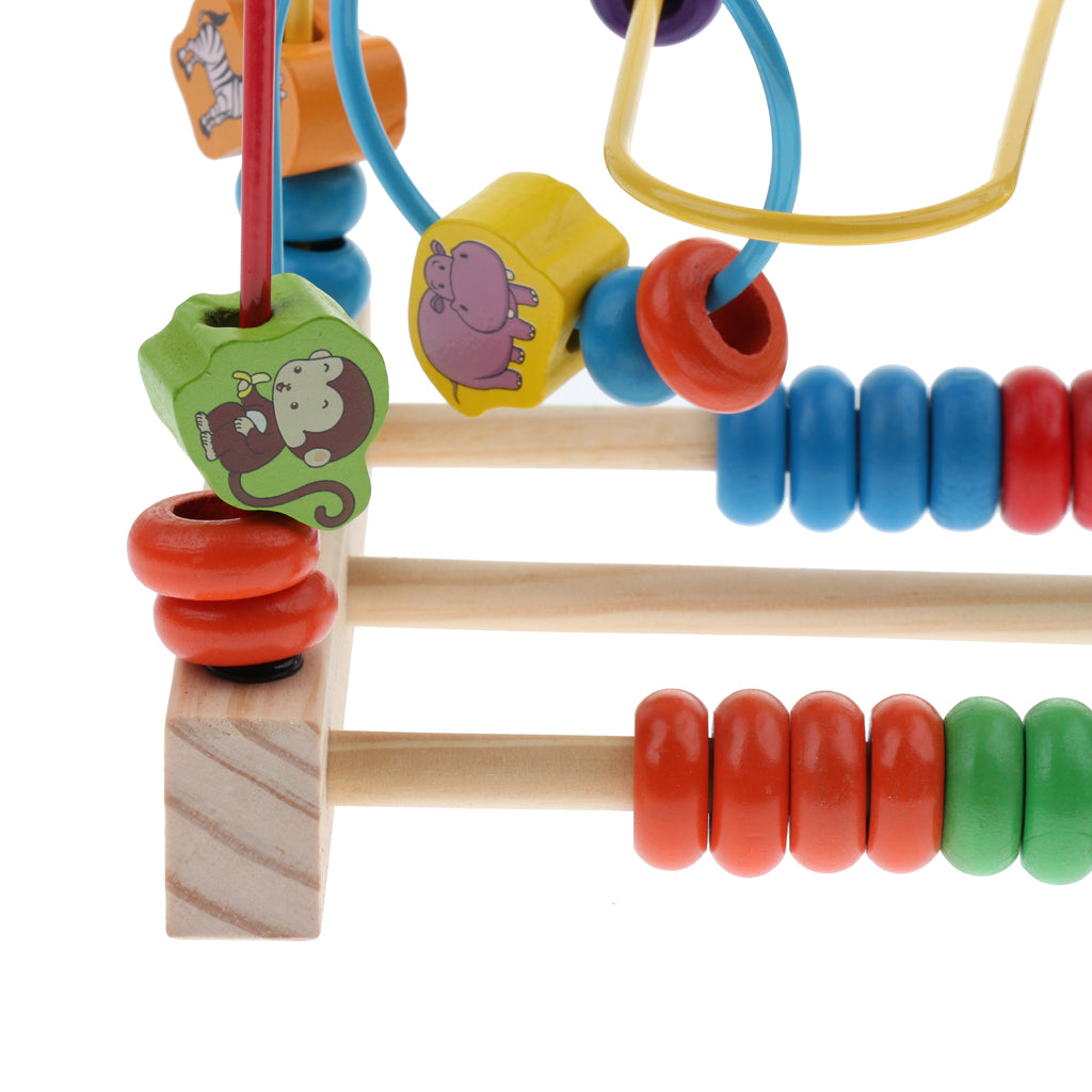 Bead Maze Roller Coaster Wooden Educational Circle Toy for Kids Animal