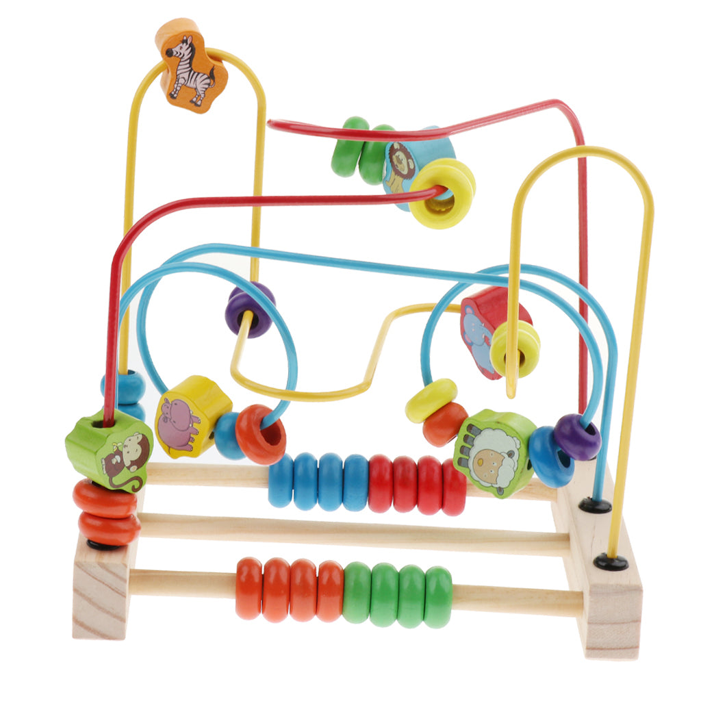 Bead Maze Roller Coaster Wooden Educational Circle Toy for Kids Animal