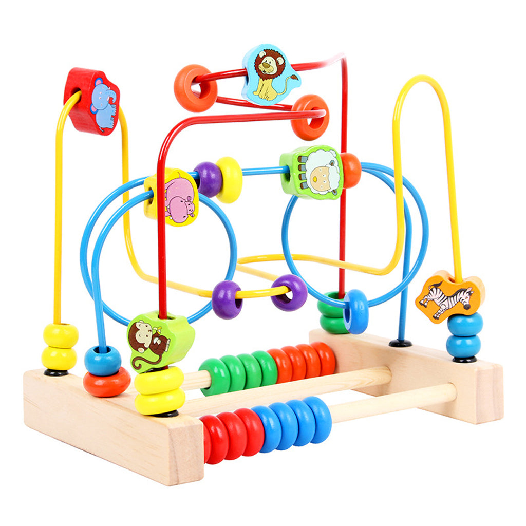 Bead Maze Roller Coaster Wooden Educational Circle Toy for Kids Animal
