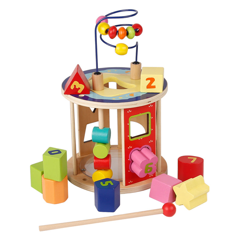 Multifunction Puzzle Education Colorful Beads Cube Wooden Educational Toy