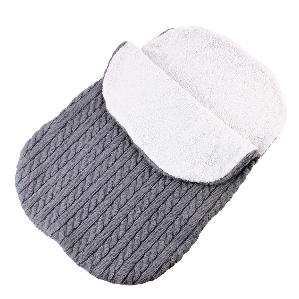 Baby Infant Knit Crochet Swaddle Wrap Swaddling Blanket Sleeping Bag Gray