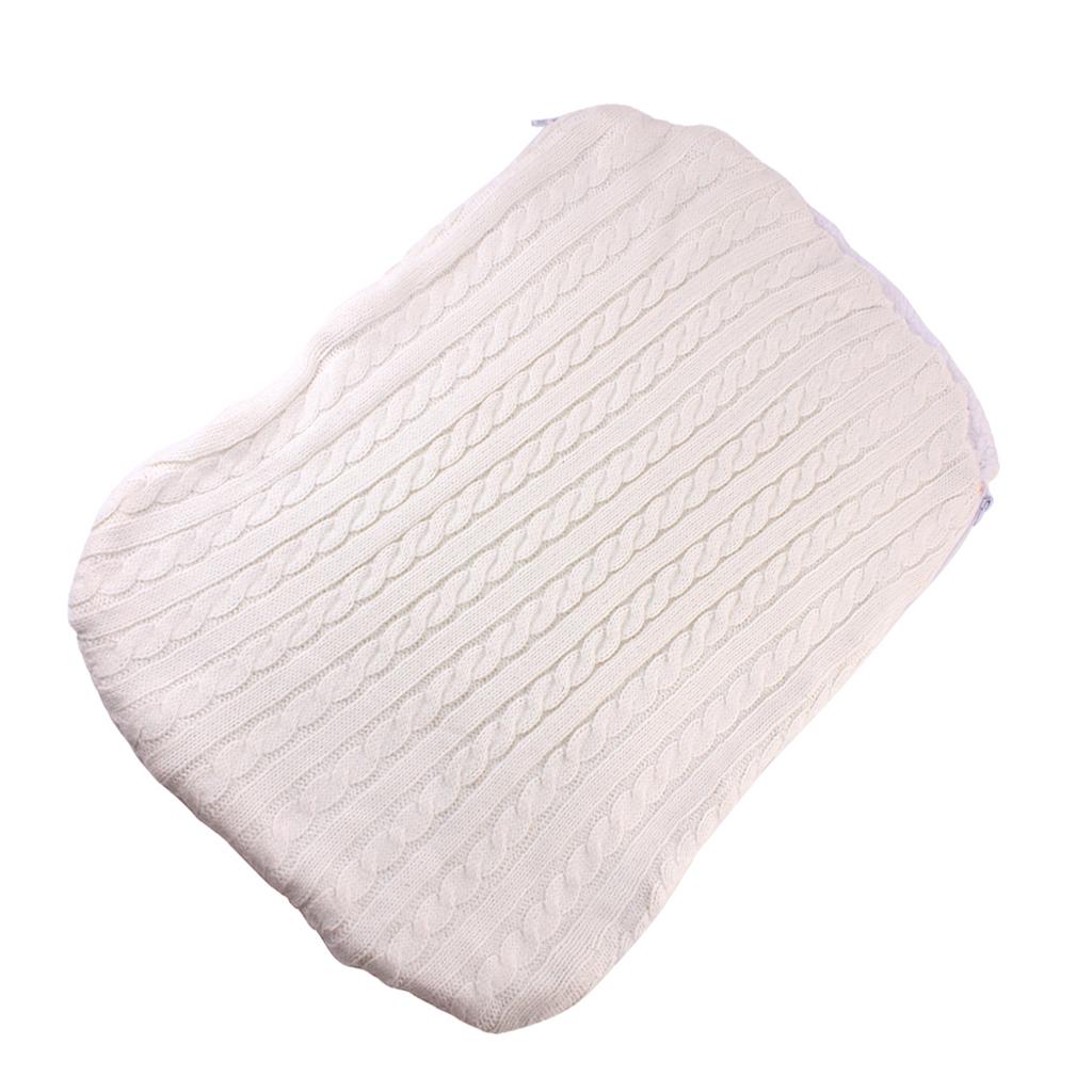 Baby Infant Knit Crochet Swaddle Wrap Swaddling Blanket Sleeping Bag White