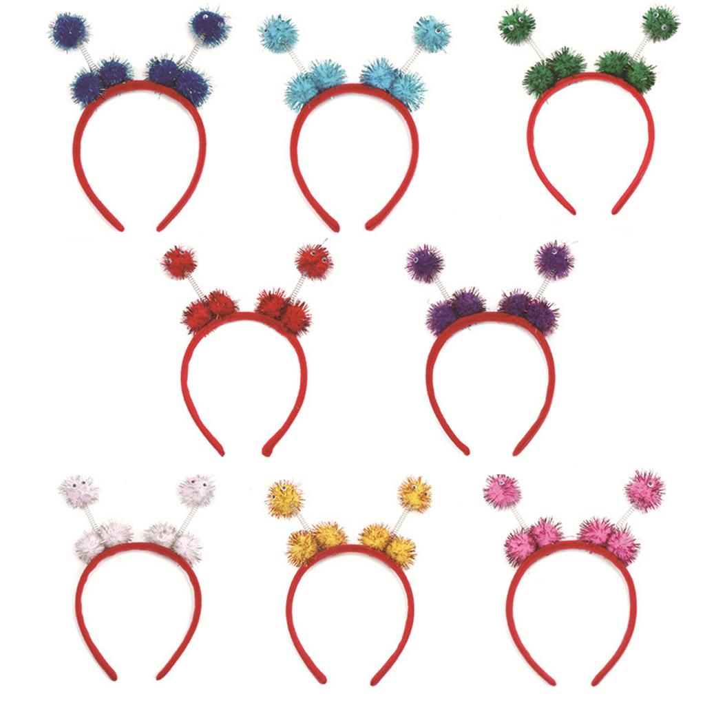 Kid Bee Pom Ball Headband Cosplay Costume Halloween Headwear Red