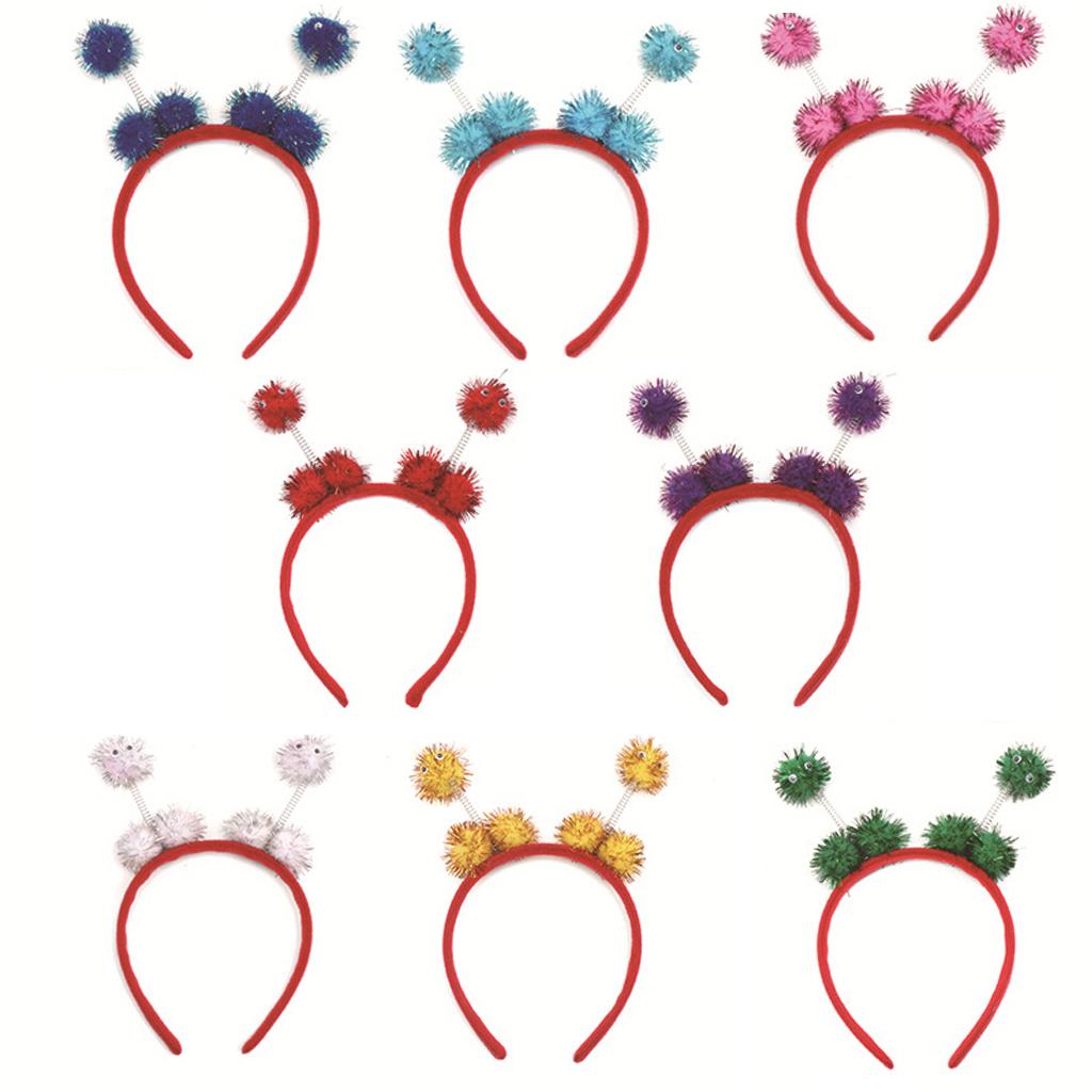 Kid Bee Pom Ball Headband Cosplay Costume Halloween Headwear Red