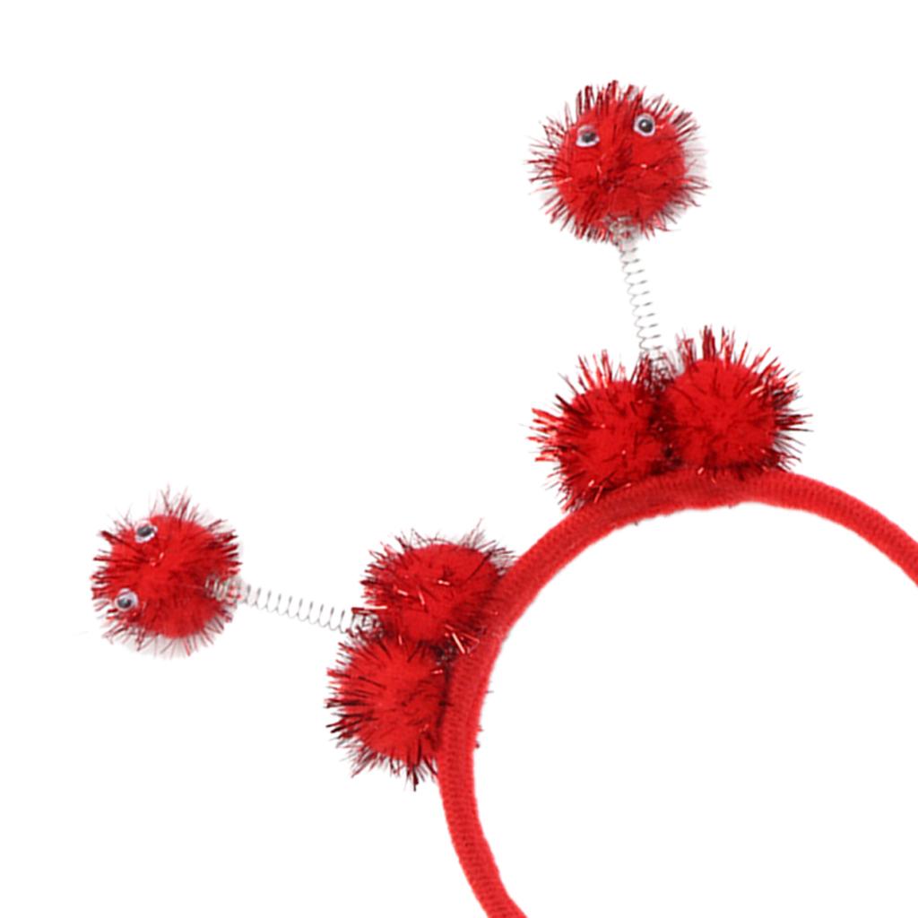 Kid Bee Pom Ball Headband Cosplay Costume Halloween Headwear Red