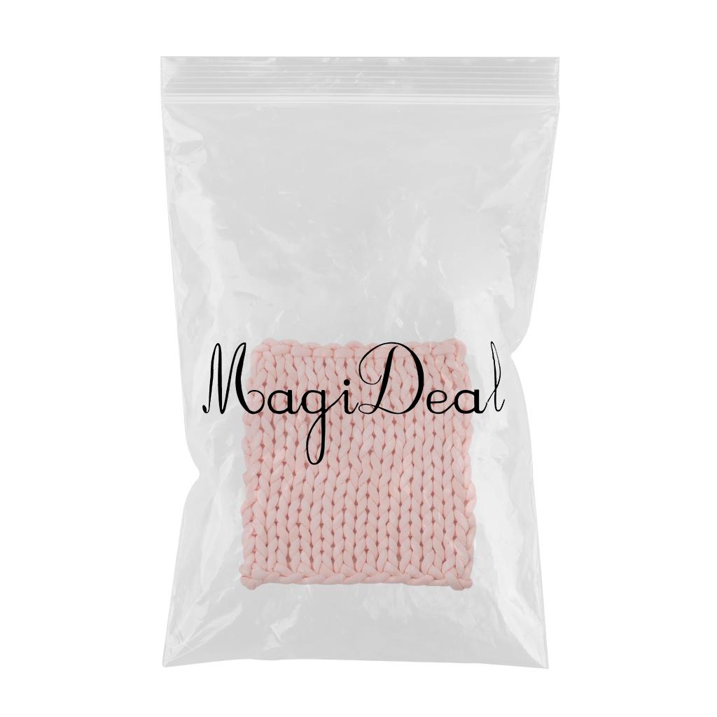 Handmade Knitted Blanket Yarn Bulky Knitting Blanket 120 x 100cm - Pink