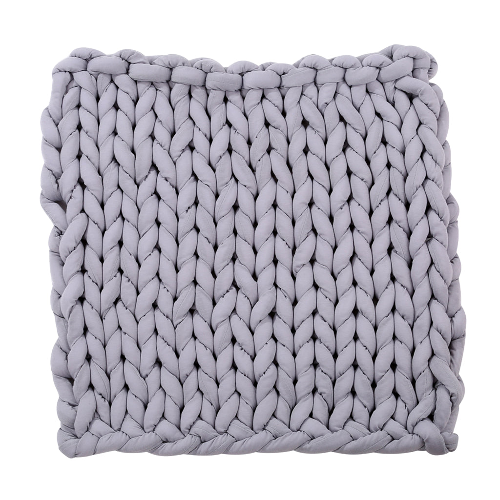 Hand-woven Knitted Blanket Yarn Bulky Knitting Blanket 100 x 80cm - Gray