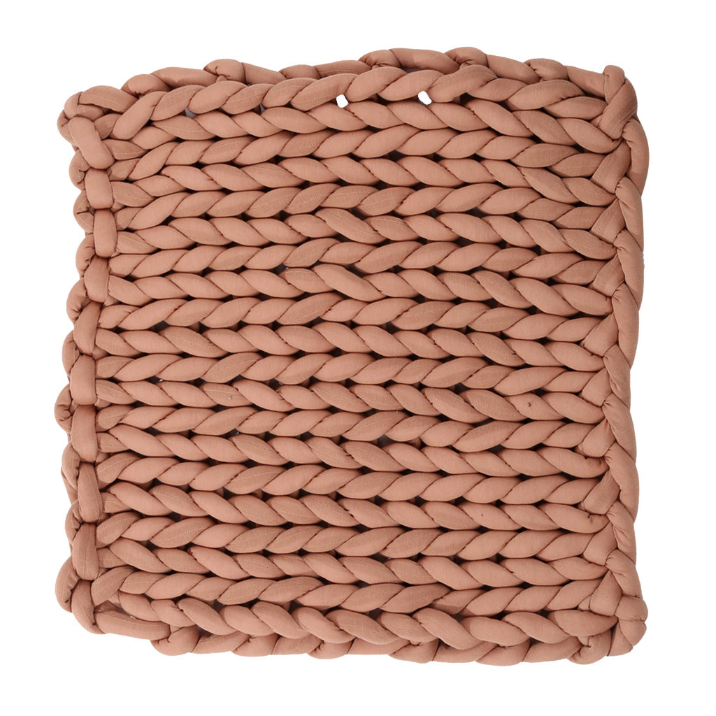 Handmade Knitted Blanket Yarn Bulky Knitting Blanket 60 x 60cm - Brown