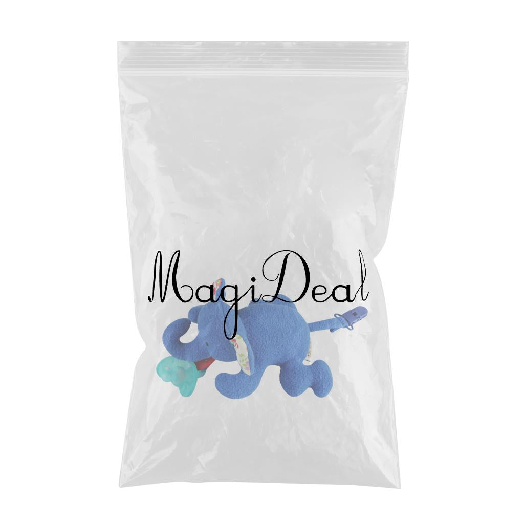 Inafnt Silicone Pacifier Holder Plush Animal Detachable Toy Blue elephant