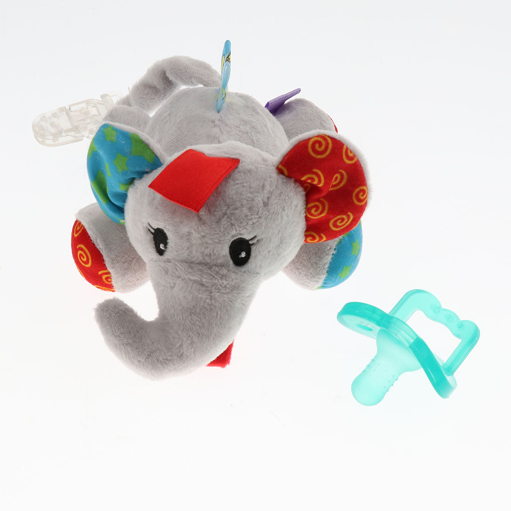 Baby Kids Silicone Pacifier Holder Plush Animal Detachable Toy Elephant