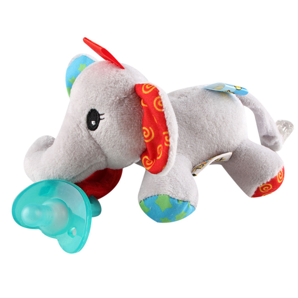 Baby Kids Silicone Pacifier Holder Plush Animal Detachable Toy Elephant