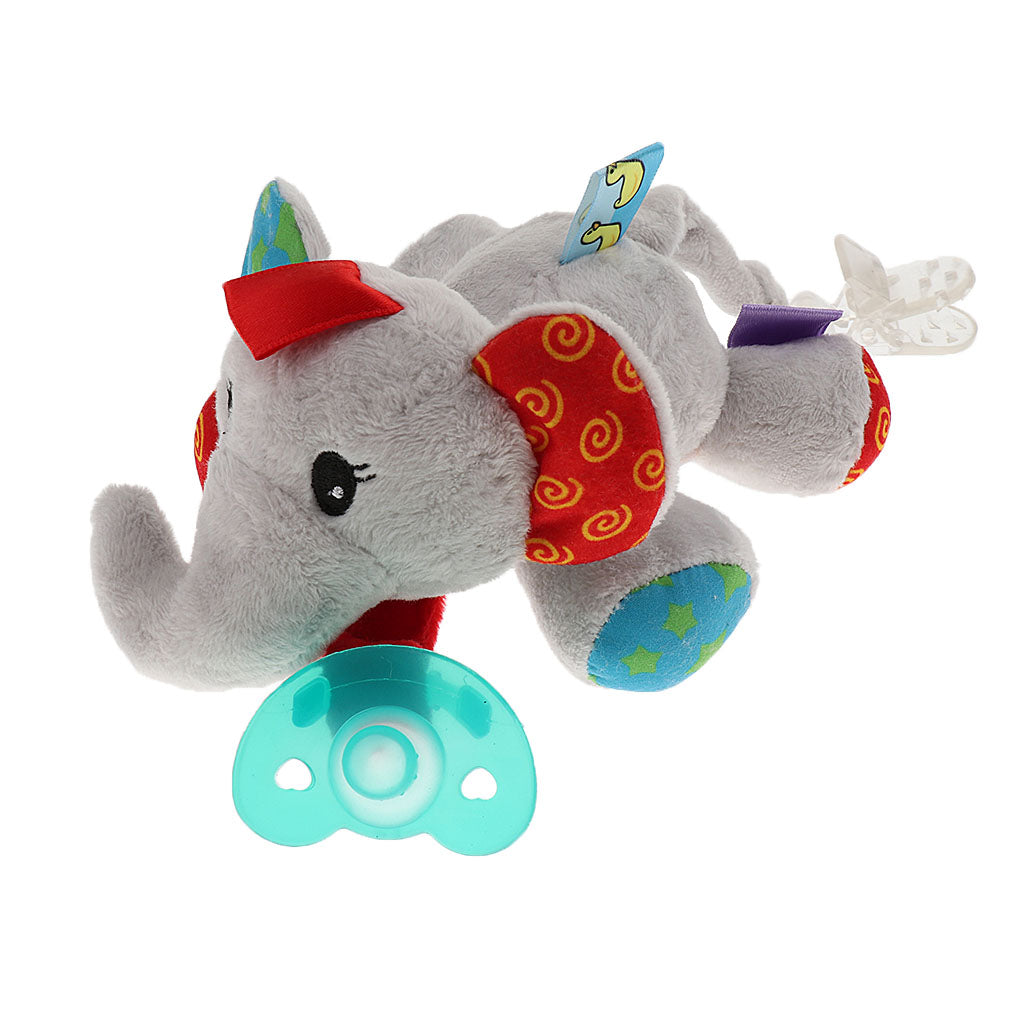 Baby Kids Silicone Pacifier Holder Plush Animal Detachable Toy Elephant