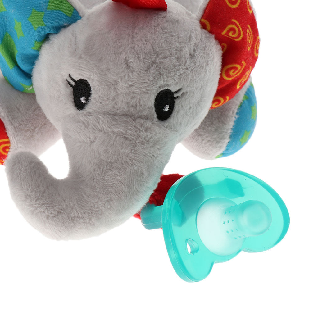Baby Kids Silicone Pacifier Holder Plush Animal Detachable Toy Elephant