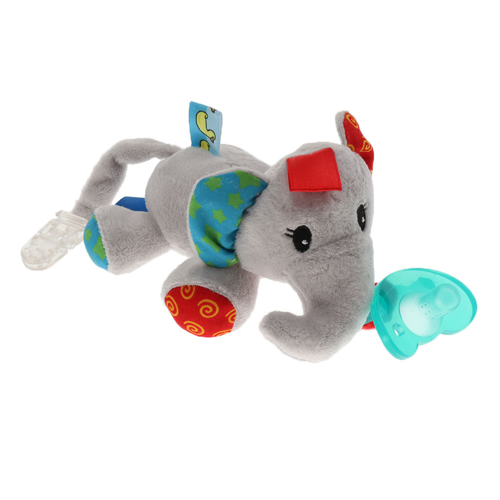 Baby Kids Silicone Pacifier Holder Plush Animal Detachable Toy Elephant