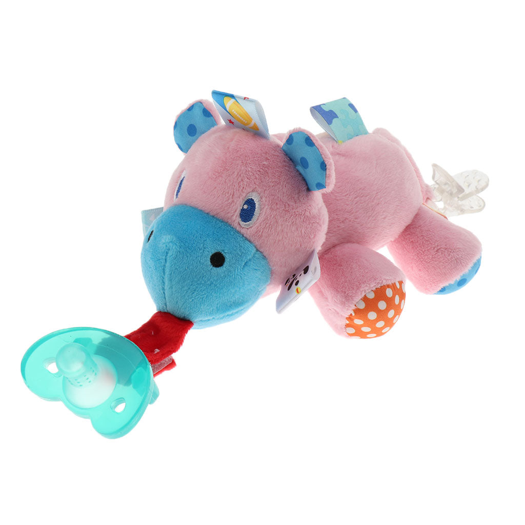 Baby Kids Silicone Pacifier Holder Plush Animal Detachable Toy Hippopotamus