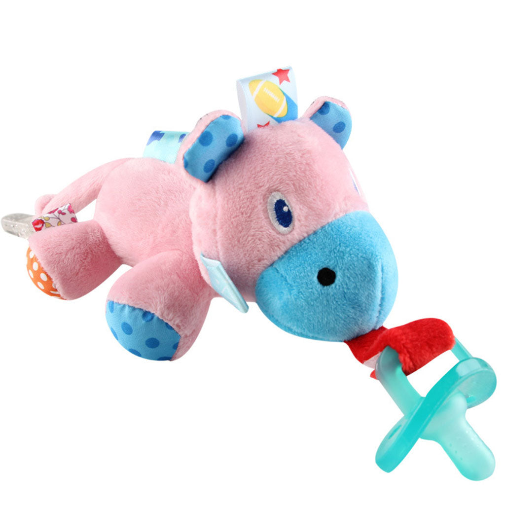 Baby Kids Silicone Pacifier Holder Plush Animal Detachable Toy Hippopotamus