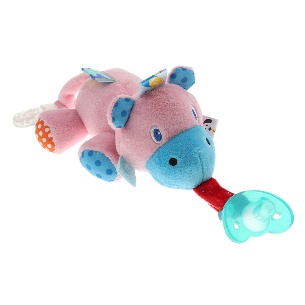 Baby Kids Silicone Pacifier Holder Plush Animal Detachable Toy Hippopotamus