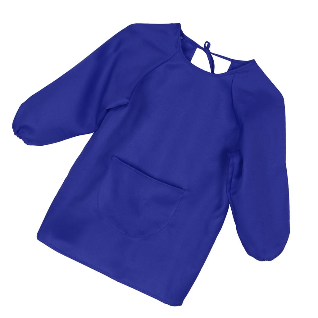 Childrens Waterproof Long Sleeve Apron Smock Art Cooking Painting Blue - M