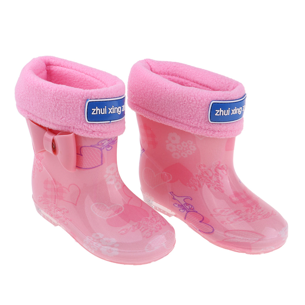 Waterproof Shoes Baby Rain Boots Kids Rain Shoes Pink Inner Length 17cm