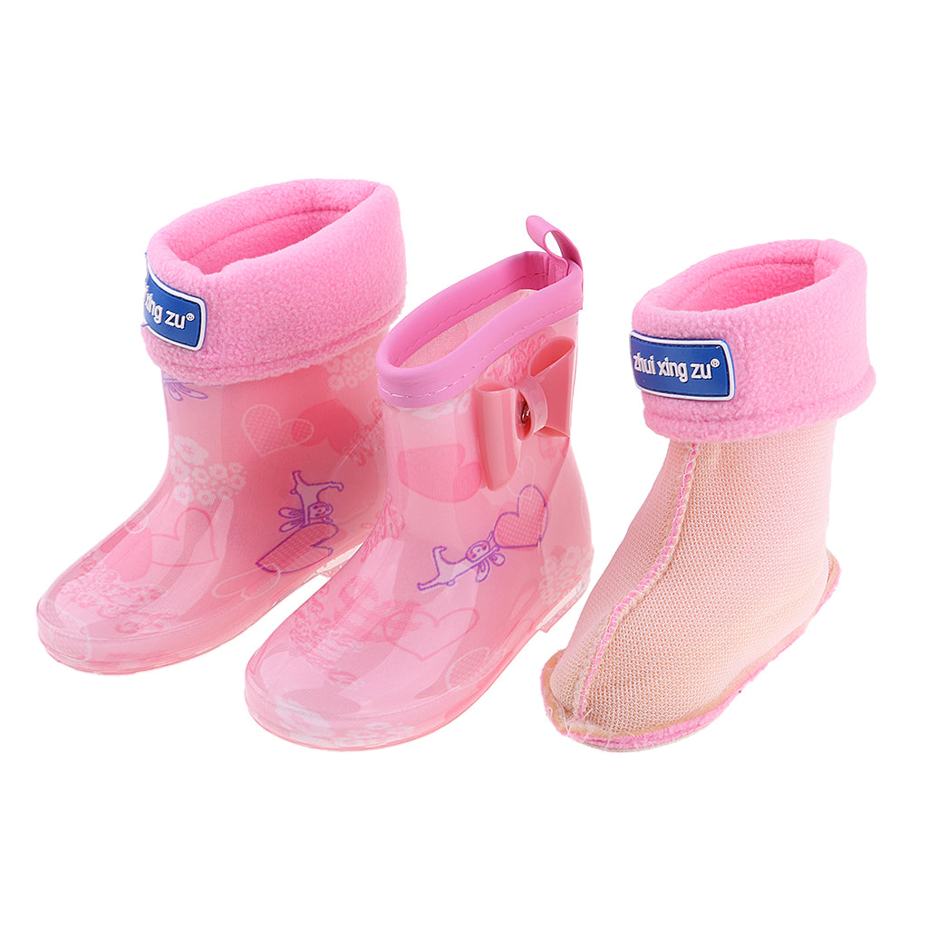 Waterproof Shoes Baby Rain Boots Kids Rain Shoes Pink Inner Length 17cm
