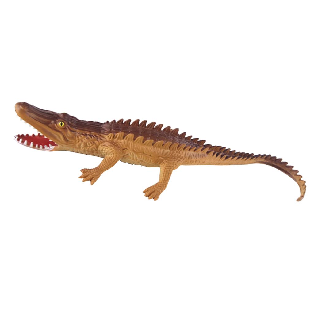Toy Crocodile Plastic Tactile Figurine Model Alligator Nature Reptile Brown