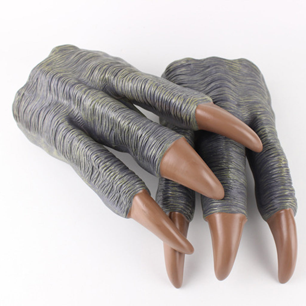2xMonster Dinosaur Dragon Devil Costume Hands Puppet Claws Gloves Toys Grey