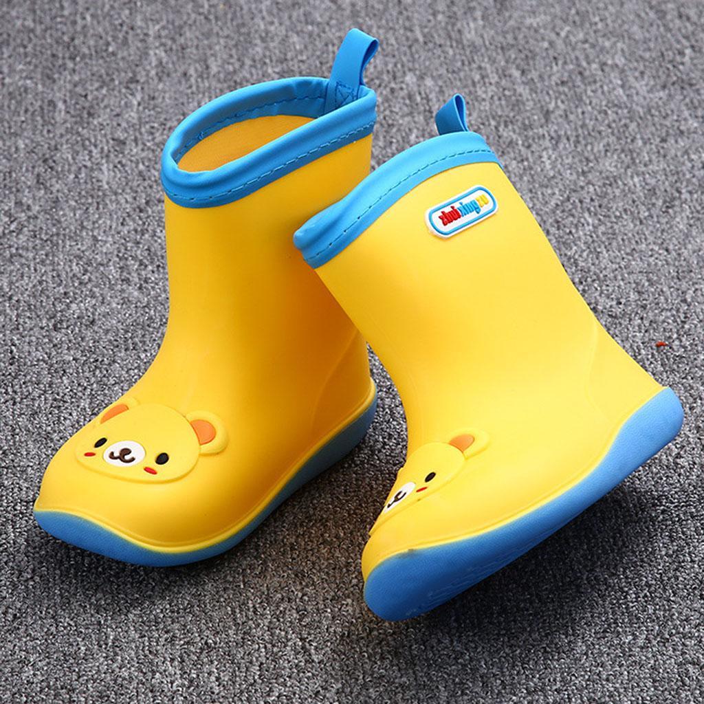 Children Toddlers Waterproof Rubber Rain Boots Yellow Bear for 5 years