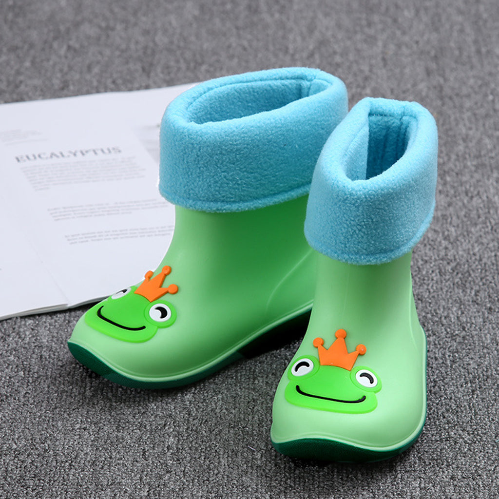 Children Toddlers Waterproof Rubber Rain Boots Green Frog for 5 years