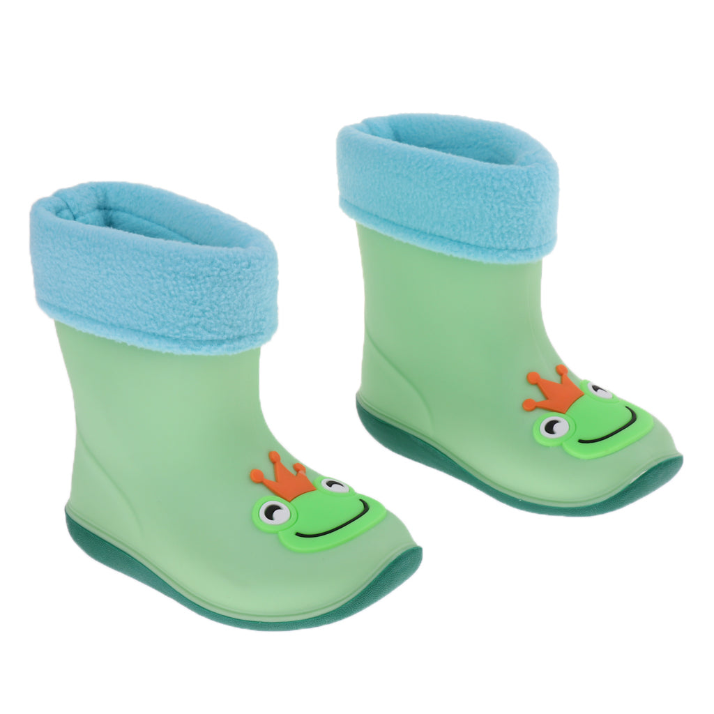 Children Toddlers Waterproof Rubber Rain Boots Green Frog for 5 years