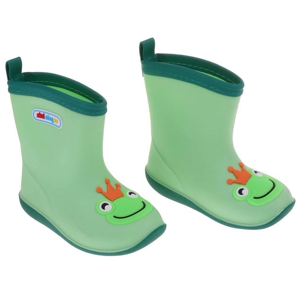 Children Toddlers Waterproof Rubber Rain Boots Green Frog for 5 years